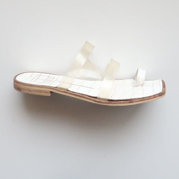 Dolce Vita White & Transparent Strappy Flat Slip-on / Slide / Flip-flop Sandals - Picture 8 of 13